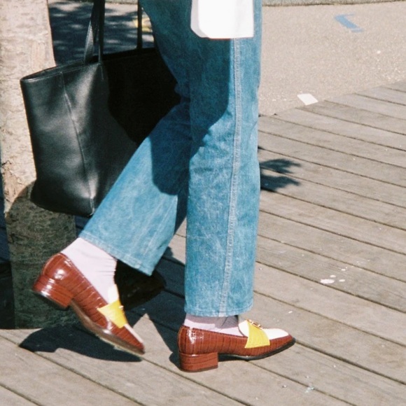 New NIB NOMASEI NONO loafers tricolor embossed ostrich chocolate 39/9 celebloved - Picture 6 of 16